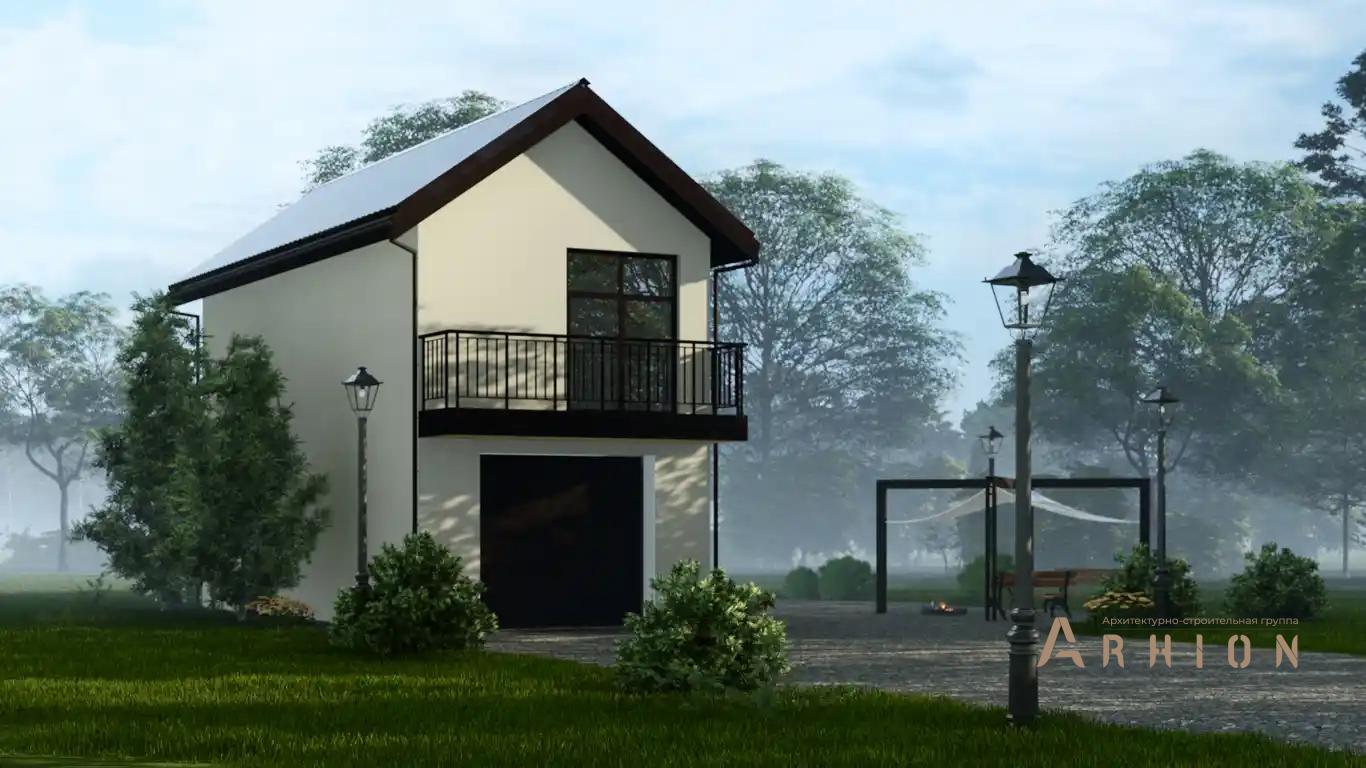 3. Проект двухэтажного дома в европейском стиле с плоской кровлей , h-1619, площадью - 88 кв c балконом, гаражом